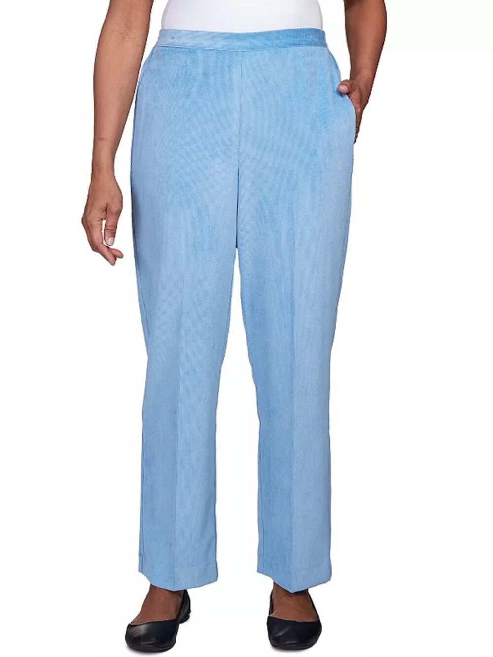 New Alfred Dunner Sleek Corduroy Pull-on Baby Blue Pants Size 12